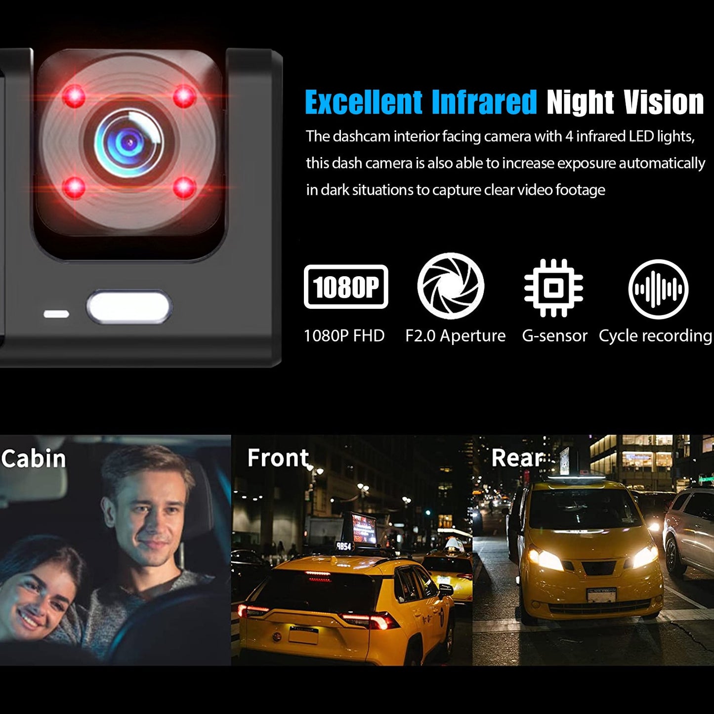 3 Camera 1080P Car DVR Dash Cam