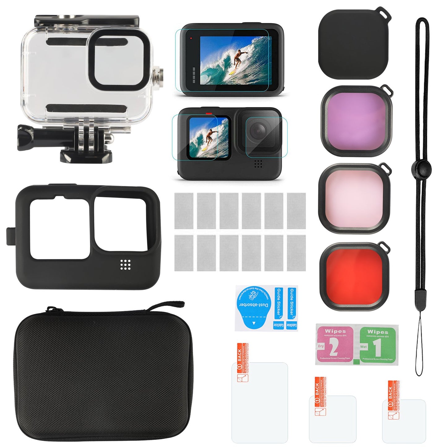 26pcs Accessories Kit for GoPro Hero 9 Protective Underwater Case