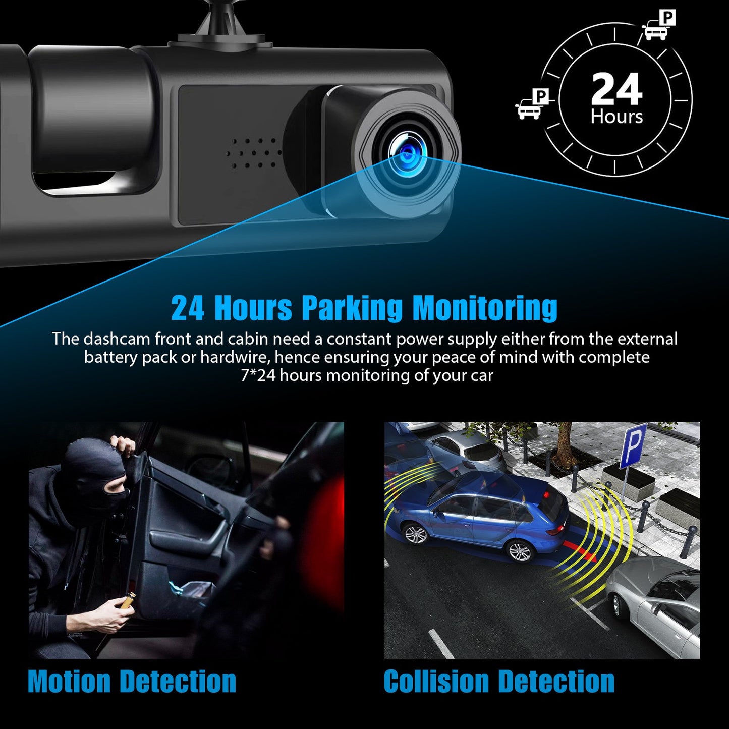 3 Camera 1080P Car DVR Dash Cam